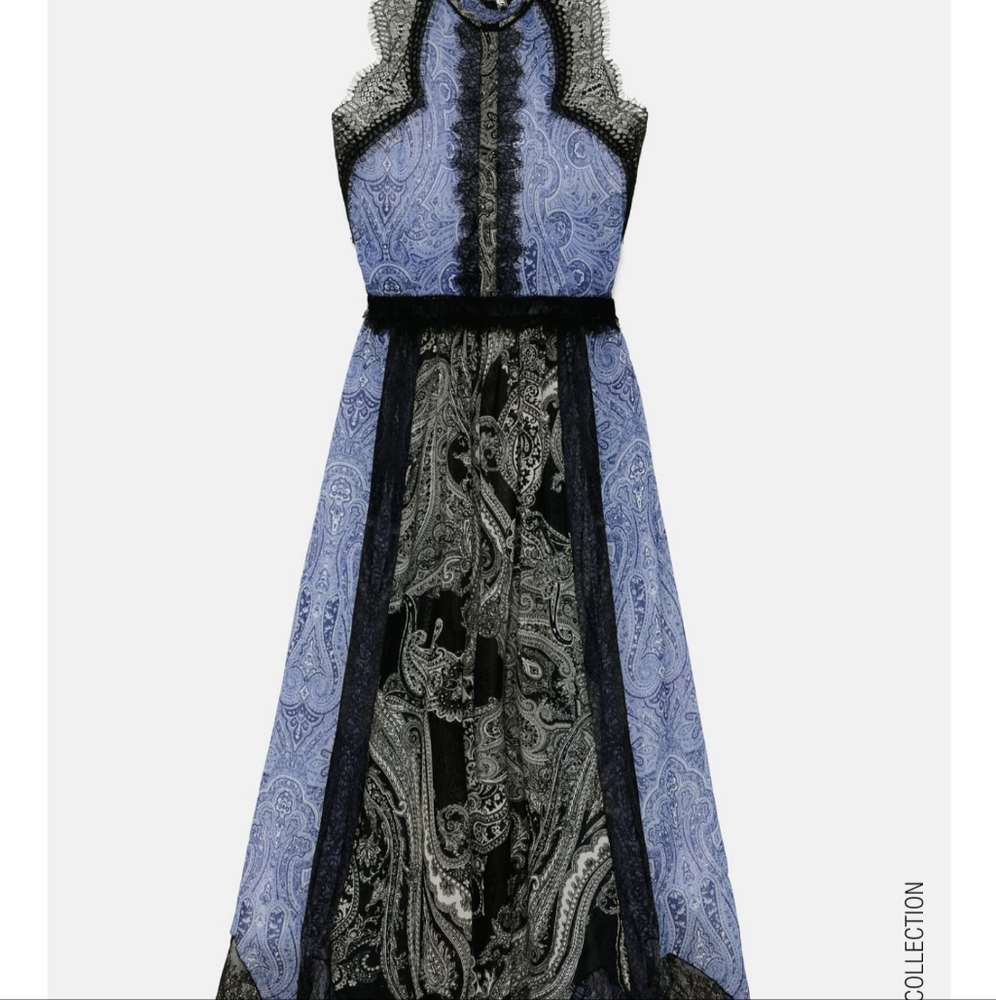 Zara Blue and Black Backless Dress - Picture 4 of 15